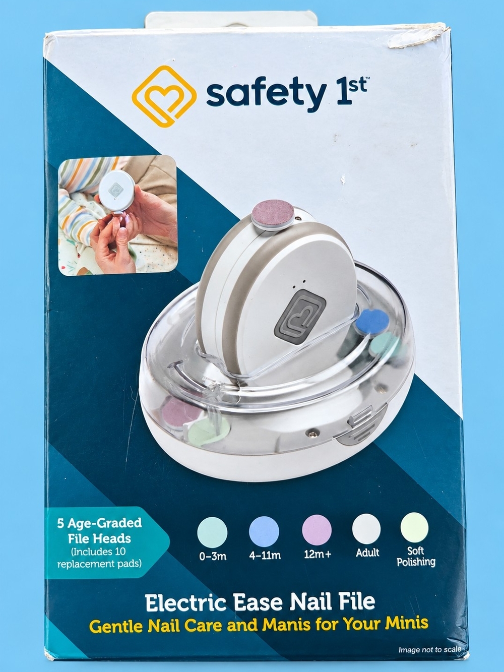 Safety 1st Electric Ease Nail File Baby Adult 5 Heads 10 Pads LED NIB